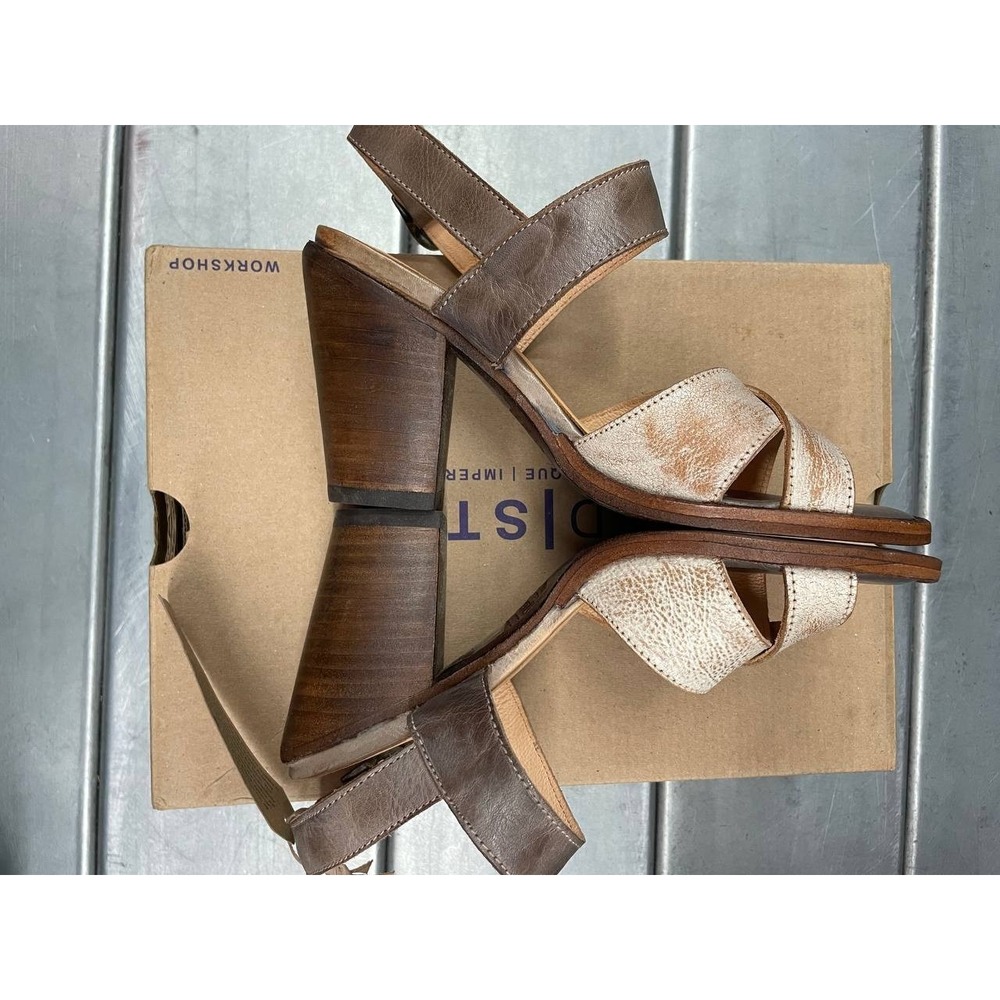 Bed Stu Rustic Sandals Womens 6 Gray Leather Hook & Loop Strap Heels Shoes - Picture 8 of 12